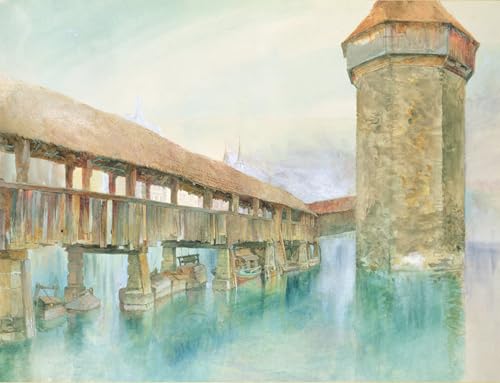 Cuadro en lienzo Kapelbrucke Lucerna decoración pared salón lienzo vintage John Ruskin 60x90
