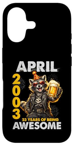 23rd Birthday Raccoon Beer April 2003 Vintage 23 Years Old �X�}�z�P�[�X iPhone 17 �p