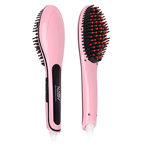 NASV Hair Straightening Brush, Professional Detangling Hair Brush Hair Styling Comb, Massage Straightening Iron, Anti-Scald, Anion Hair Care, Massage Straightening Irons - Pink
