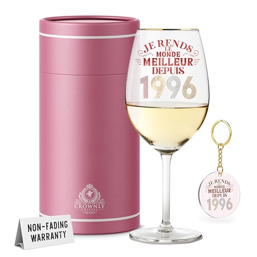 CROWNLY CRYSTAL® 1996 30 Ans Cadeau Femme Verre À Vin Personnalisé Décoration Anniversaire Idée Cadeau Femme Soeur Meilleure Amie