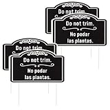 4pcs Do Not Trim Signs with Stakes, Corrugated Plastic Do Not Prune Bushes Please Do Not Trim Landscaping Label Yard Tag in English and Spanish Plant Sign Garden Marker for Outdoor Lawn