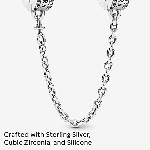 Pandora Sterling Silver Logo Safety Chain with Cubic Zirconia #TOP4