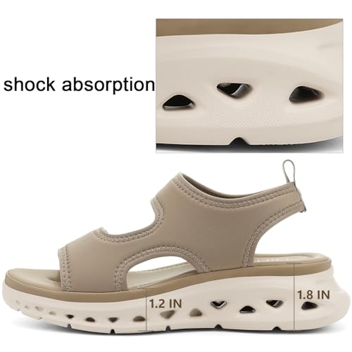 UBFEN Womens Walking Sandals Comfortable Lightweight Stretch Slip On Breathable Soft Cushion Wedge Casual Beach Travel Summer2