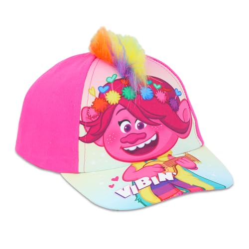 Trolls Hat for Girls 2 Pack Set - Bundle with 2 Trolls Poppy Baseball Capa for Kids Plus Stickers | Trolls Baseball Hat for Kids, Girls2