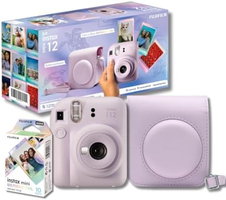 Kit Câmera Instax Mini 12 com pack 10 fotos Mermaid Tail e Bolsa ...