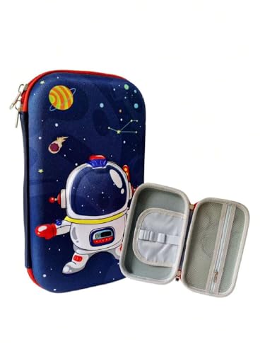 Estojo Escolar Masculino com Design de Astronauta 3D – Estojo Box Infantil Azul para Meninos | Resistente, Espaçoso e Charmoso | Ideal para Organização Escolar (Astronauta)