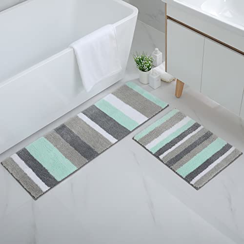 Homaxy rutschfest Badematten Set 2 teilig Mikrofaser Saugfähige Badteppich Set Weich Hochflor...