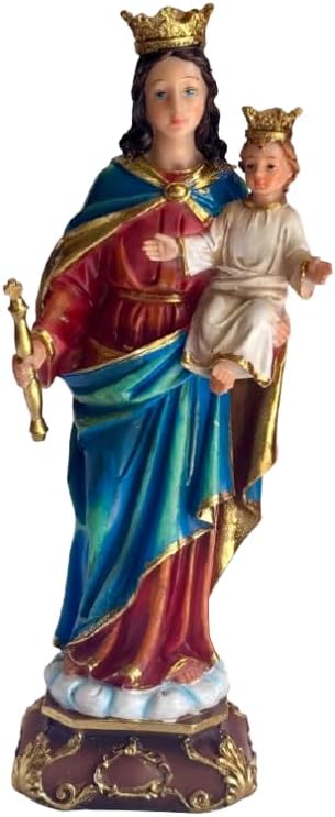 Cannan Maria Auxiliadora 12" María Auxilio de Los Cristianos “La Que Trae el Auxilio Venido del Cielo” Resin Religious Figure Mary Help of Christians