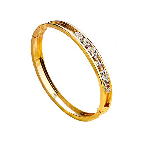 Veggicy Custom Name Bangle Personalized Letter Name Bracelet Inspirational Bracelets for Men Women Girl DIY Letters, Dift for Mother Day, Zirconia Bracelets Gold/R
