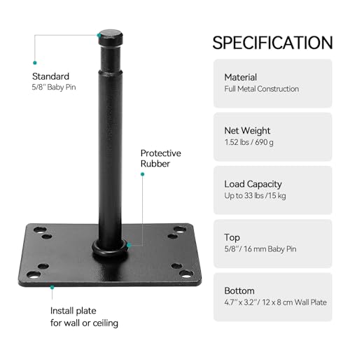 Image of PHOCUS 6 inch Baby Pin Wall Plate, Wall Ceiling Mount, with 5 /8 inch Stud Adapter