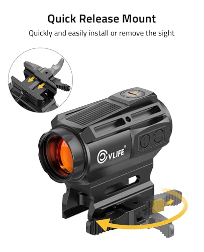 Image of CVLIFE EagleFeather X Solar Multi-Reticle Red Dot Sight for Rifle,1x20mm 2MOA Dot 40MOA Circle Motion Awake Solar Optics with Quick Detach Mount Flip Up Covers,IPX7 Waterproof Fogproof