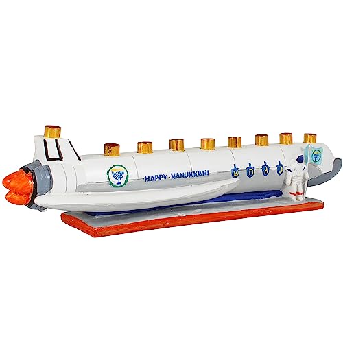 Zion Judaica Polyresin Spaceship Menorah Chanukah in Outer Space