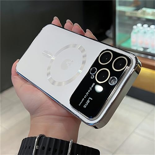 Étui magnétique iPhone 14 Pro blanc avec coque antichoc et verre de placage