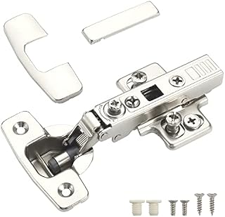 Furniware 10 pcs Soft Close Cabinet Hinge ,4D Adjustment(Depth, Side,Height and Closing Speed)Full Overlay Hinges Nickel Plated,Euro and Fixing Screws