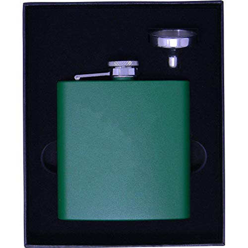 Personalized Add Your Custom Text Black Stainless Steel 6 Oz Hip Flask Customizable Gift - Father's Day, Valentines, Birthday, Graduation, Wedding and Groomsmen Gifts (Green)