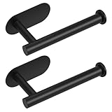 baecel 2 Pack Toilet Paper Holder, Adhesive Toilet Paper Holder Wall Mount, Premium Thicken SUS304 Stainless Steel, No Drilling Toilet Paper Stand Roll Holder for Bathroom Kitchen RV, Matte Black