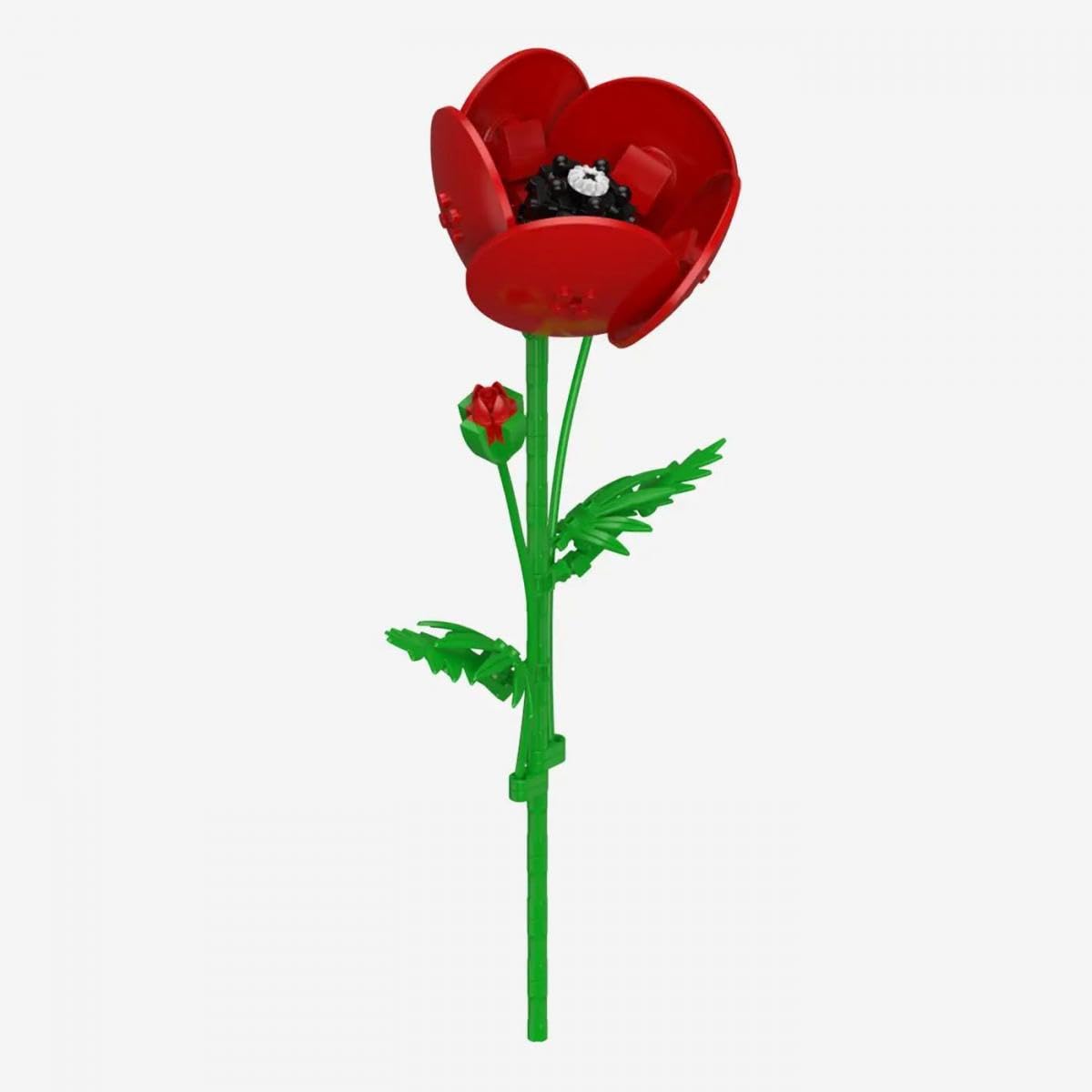 BlueBrixx Pro 108724 – Roter Klatschmohn aus Klemmbausteinen mit 111 Bauelementen