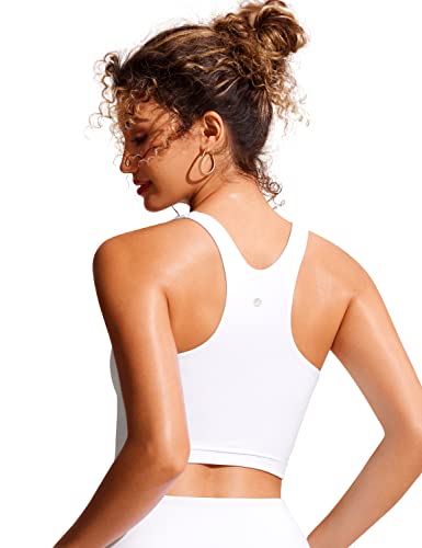 Image of CRZ YOGA Racerback Crop Bikini Tops | Built-in Pads, A-D Cup, High Neck, Swim, Bathing Suit Tank for Women