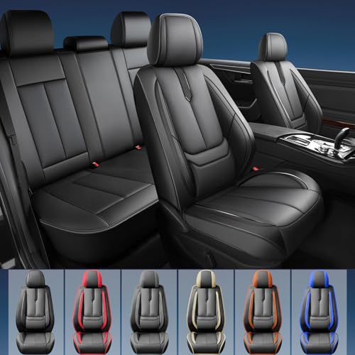 Image of Fit Impreza Car Seat Covers for Subaru Impreza 2004-2024 2025 2026 -Upgraded Premium Waterproof & Breathable Leather,Airbag Compatible,All-Weather Seat Cushion Protector,Full Set,Black