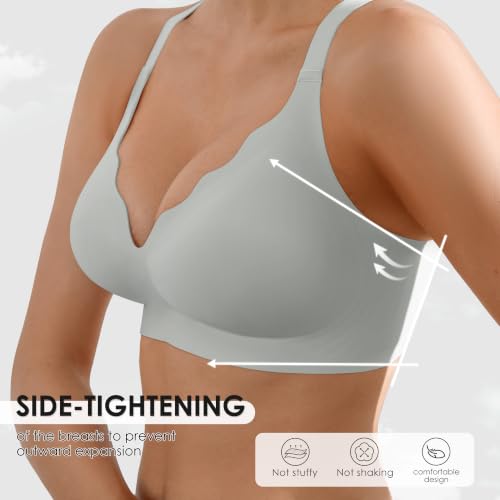 Image of Seamless Wireless Bra for Women with Support - No Underwire Full Coverage Push Up Comfort Bras - Back Fat Smoothing Bralettes