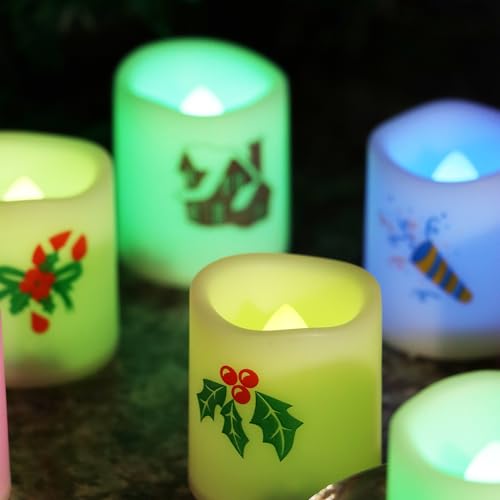 Image of Christmas Battery Operated Flameless Color Changing Votive Candles 12 PCS