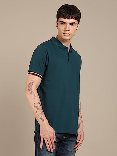 Image of Dennis Lingo - Men's Cotton Solid Slim Fit Polo Neck T-Shirt