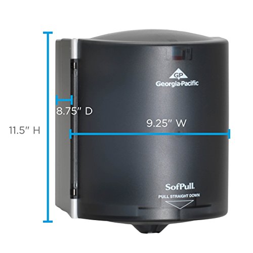 SofPull Regular Centerpull Paper Towel Dispenser by GP PRO (Georgia-Pacific), Translucent Smoke, 58204, 1 Dispenser, 9.250” W x 8.750” D x 11.500” H