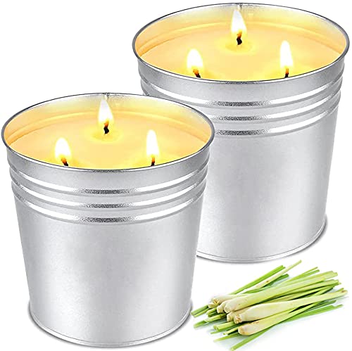 Citronella Candles, 3 Wicks Citronella Candle Outdoor For Home Patio, Garden Balcony Camping Bbq, Decorative Travel Tin, Natural Soy Wax Jar Candles, 150H Long Lasting, 2 Pack #TOP8