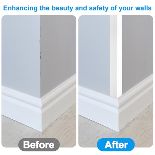 Image of 8Pack Aluminum Metal Corner Protector, 45″x 2″ Peel and Stick L Molding Corner Guards with 90 Angle, for Wall Door Frame Cabinet Furniture Baseboard Protection and Decoration (White)