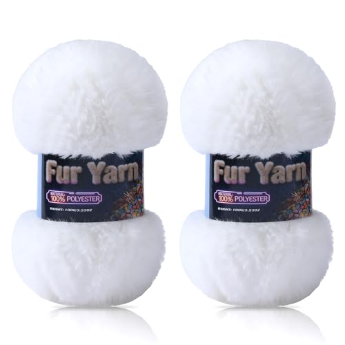 Faux Fur Yarn Soft Fluffy for Crocheting - 2 Skeins(Each