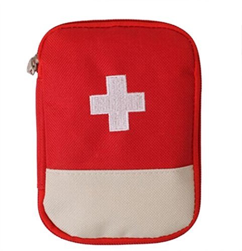 Luxula Mini First Aid Kit Travel Pouch Nylon Emergency Medicine Storage Bag (Red)