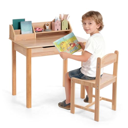 UNICOO® GrowMate Flip Top Kid Desk and Chair Set | Solid