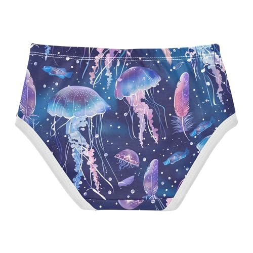 Jellyfish Blue Purple Pink Feathers Panties for Girl Girls Underwear Toddlers Cotton Personalized Kids Briefs Undies 2t2