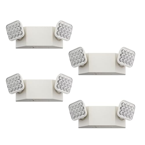Image of Lithonia Lighting Basics LED Emergency Light, Adjustable Heads 120 /277V 4Pk | 2 Aimable Heads, Wall Mount, Damp Rated, 90-Min Backup, Ideal for Stairways, Hallways, Egress Paths, White, 4-Pack (EU2C CP4)