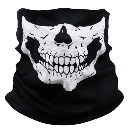 AWUMBUK Pañuelo Multifunción para Moto Hombre, Braga Cuello Halloween Calavera Máscara de Esqueleto Máscara de Tormenta esquí Pañuelo para el Cuello Negro | Ya disponible en tu tienda friki favorita! En mundofriki.es!