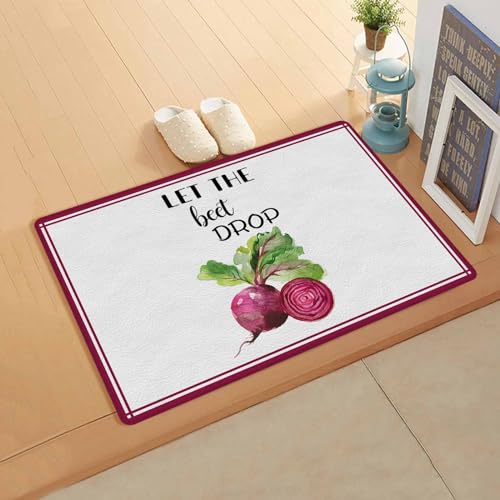 Vegetables Painting Antifatigue Kitchen Bath Door Mat Cushioned Runner Rug,Washable Welcome Floor Sink Mat,Waterproof & Non-Slip Standing Doormat for Kitchen,Contemporary Abstract Purple Art 18