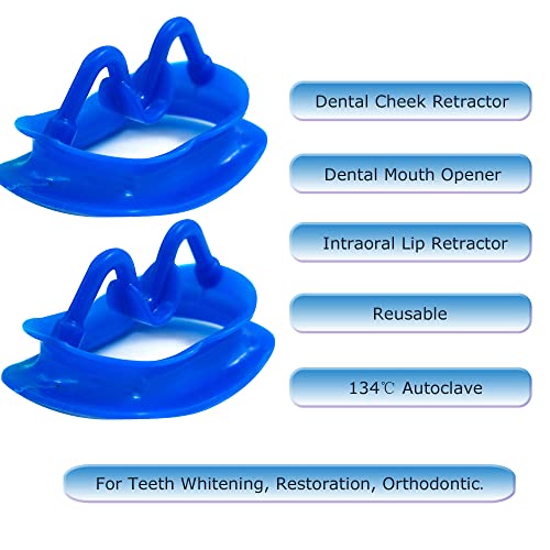 2Pcs Silicone Teeth Mouth Opener, Dental Cheek Retractor For Teeth Whitening, 134℃ Autoclave Reusable Intraoral Lip Retractor (Blue) #TOP2