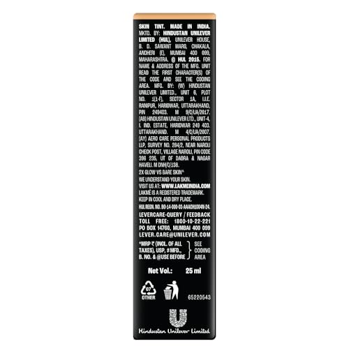 Image of LAKME Be-Jewel Luminous Skin Tint, 25ml, for Radiant, Smooth and Luminous Finish, with Light-Reflecting Polymers, 24HR Filter-Like Wear, Foundation for Women Dry Skin, for Women-Cool Cinnamon