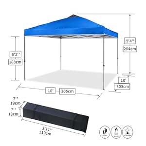 Crown shades 10×10 pop up canopy tent outdoor canopy with carry bag pop up tent sports shelterblue  urban country home decor