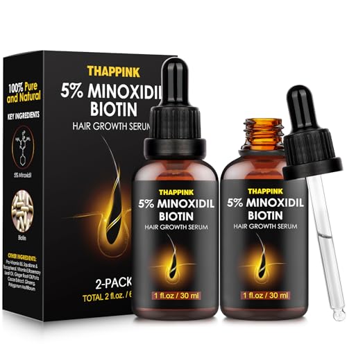 5% Minoxidil Hair Growth Serum Biotin Hair Growth Oil for Men Women, 2 Pack Hair Regrowth Serum for Scalp Hair Loss Treatment