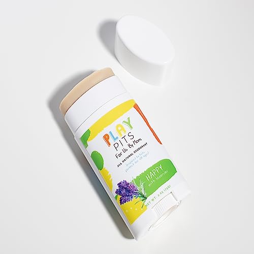 Play Pits - Natural Kids Deodorant - Safe For Girls And Boys W/Sensitive Skin Of All Ages - Aluminum Free - Happy Scent - Infused W/Lavender Essential Oils - Shea Butter & Candelilla - 2.65 Fl.oz #TOP3