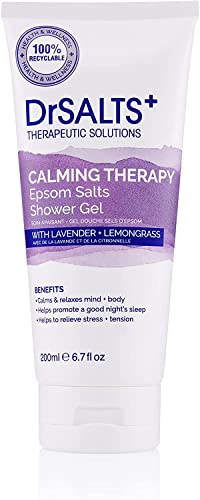 DrSALTS+ Create Calm Shower Gel - Soothing Epsom Salts to Relax Body & Mind with Lavender, Chamomile & Lemongrass Essential Oils - Vegan & Cruelty-Free, 200ml