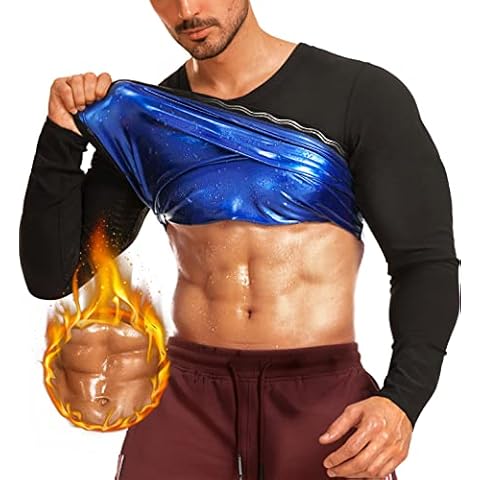 DYUAI Sauna Shirt for Men Sweat Sauna Suits T-shirt Heat Trapping Compression Vest Long Sleeve Body Shaper Workout(WBH6006-01-XXL) Cover
