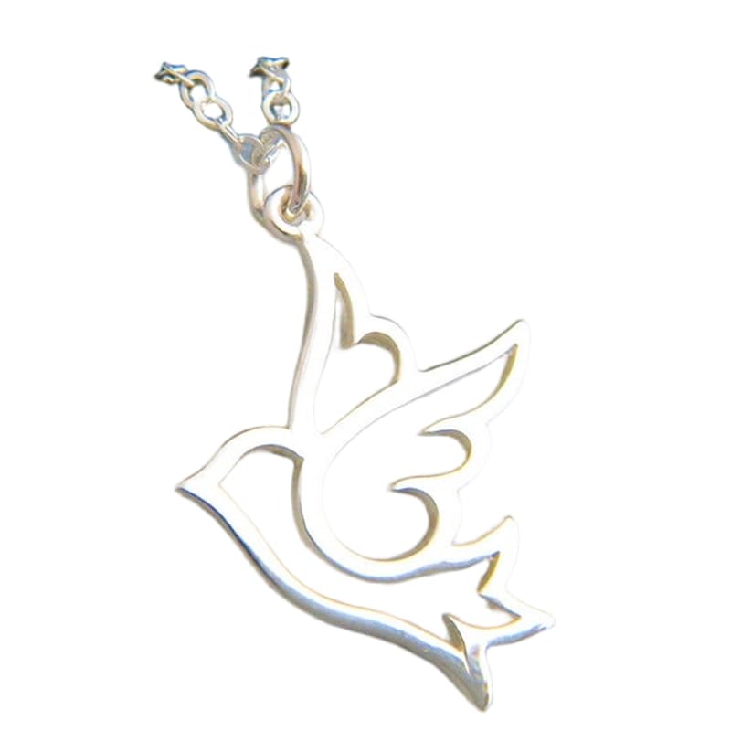 Collier colombe argent 925 pendentif animal paix bijou commémoratif 45 cm