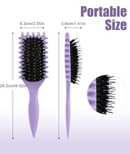 Image of Curly Hair Brush - Curl Defining & Detangling Brush for Women & Men - Boar Bristle Styling Brush for Shaping, Combing & Enhancing Natural Curls - Suitable for All Hair Types (Purple)