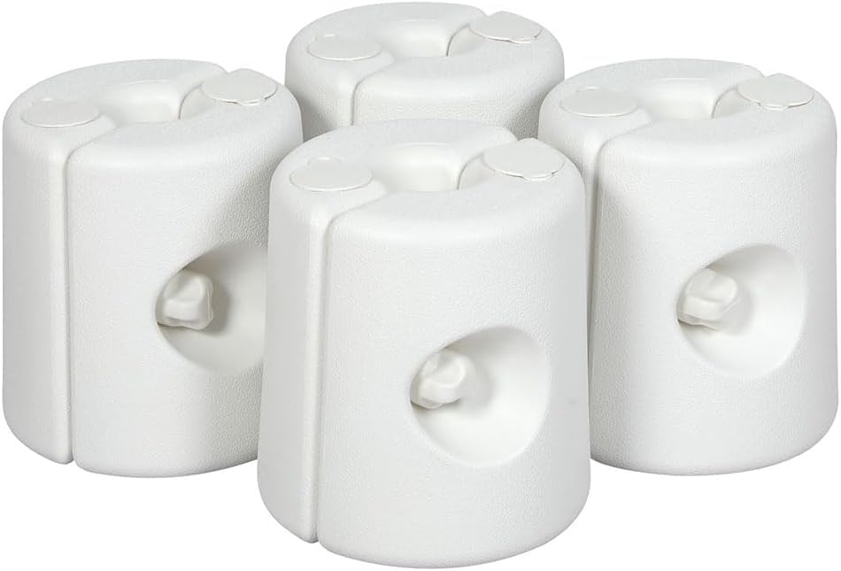 White or Grey Gazebo Leg Weights - Fill with Water or Sand - Outdoor Pole Anchor Gazebos, Marquees, Market Stalls, Party Tents - Plastic Weather Resistant (4, White)