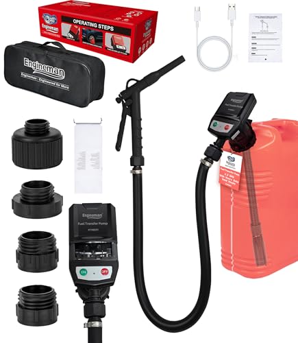 ENGINEMAN Electric Fuel Transfer Pump with Hand-Stop, USB Charging 3.8GPM 51