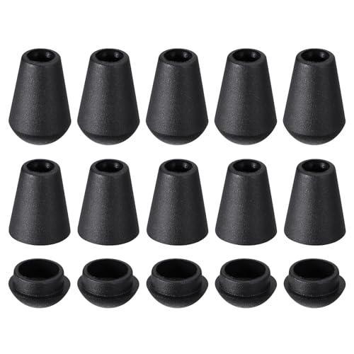 uxcell 20Pcs Bell End Stoppers Plastic Cord Rope End Lock Rope Fasteners Toggle Clip with Lid for Drawstring Lanyard Backpack, Black