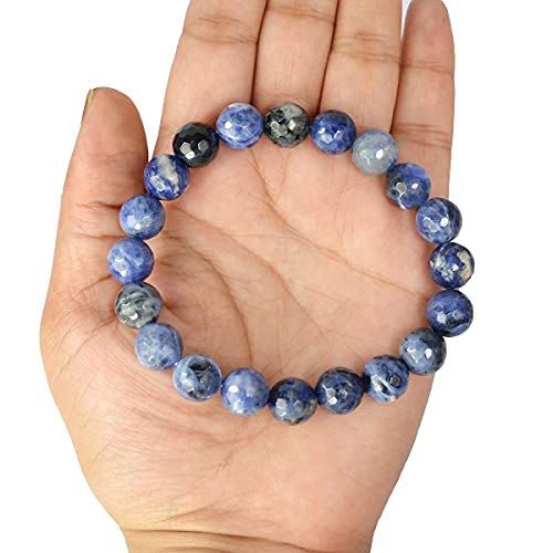 Image of Reiki Crystal Products Certified Natural Crystal Stone Diamond Cut /Faceted 10 mm Beads Bracelet for Men & Women | Reiki Charged Gemstone Jewellery | Multiple Stone Variants Available