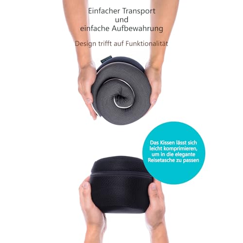 Proglobe Nackenkissen Flugzeug, Reisekissen 100% Memory Foam, Orthopädisches Nackenhörnchen, Ideal für Reisen mit Flugzeug, Auto, Zug, Mit 3D-Schlafmaske, Hochwertige Netztasche (Schwarz)